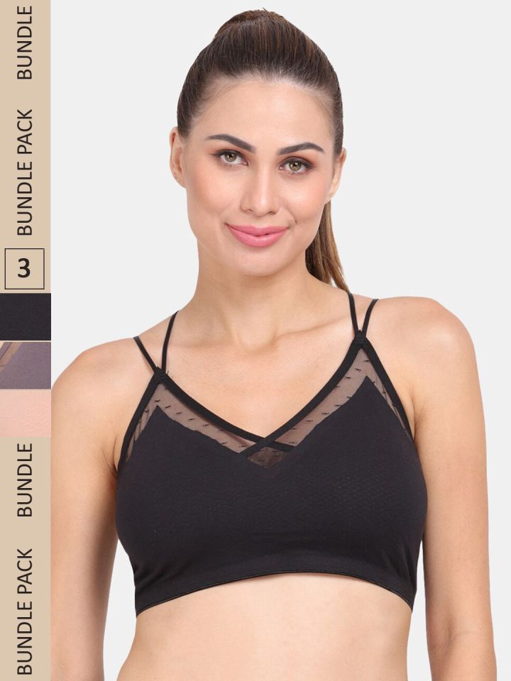 Bodycare Pack of 3 Black Sports Bras E1607