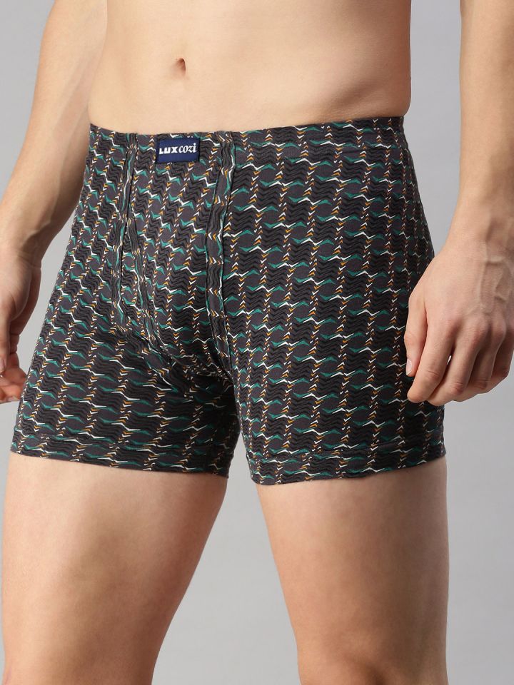 Buy Lux Cozi Pack Of 2 Assorted Pure Cotton Mid Rise Basic Printed Trunks -  Trunk for Men 21535340