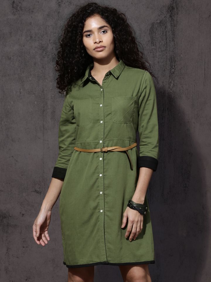 Military green shirt dress new arrivals