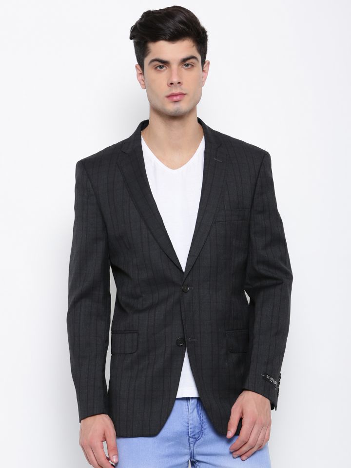 Buy U.S. Polo Assn. Charcoal Grey Regular Fit Single Breasted