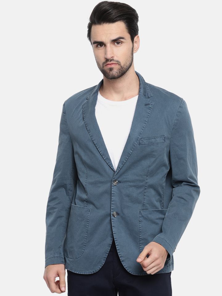 Buy U.S. Polo Assn. Men Blue Single Breasted Smart Casual Blazer