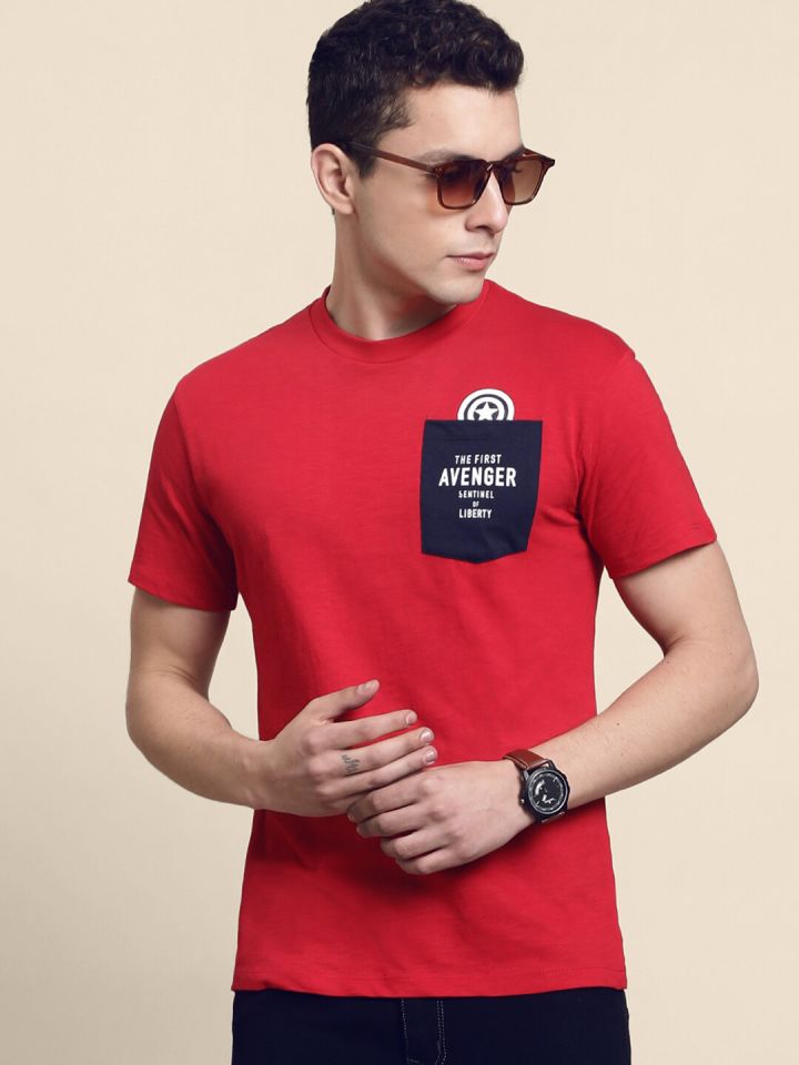 Free Authority Men Captain America Printed Cotton T shirt