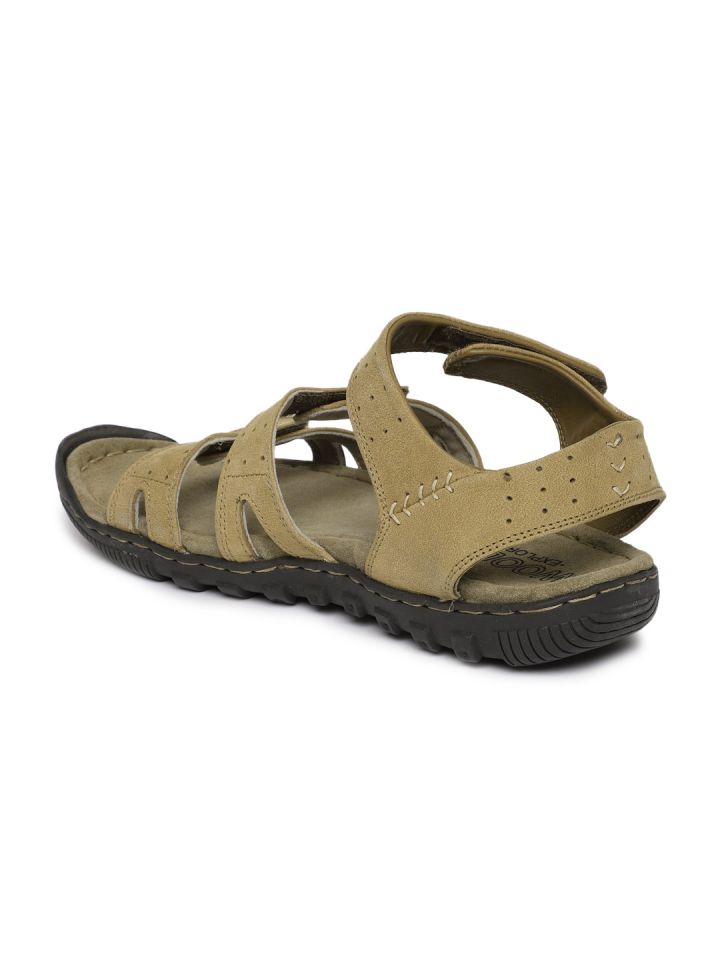 Woodland Men Khaki Leather Comfort Sandals