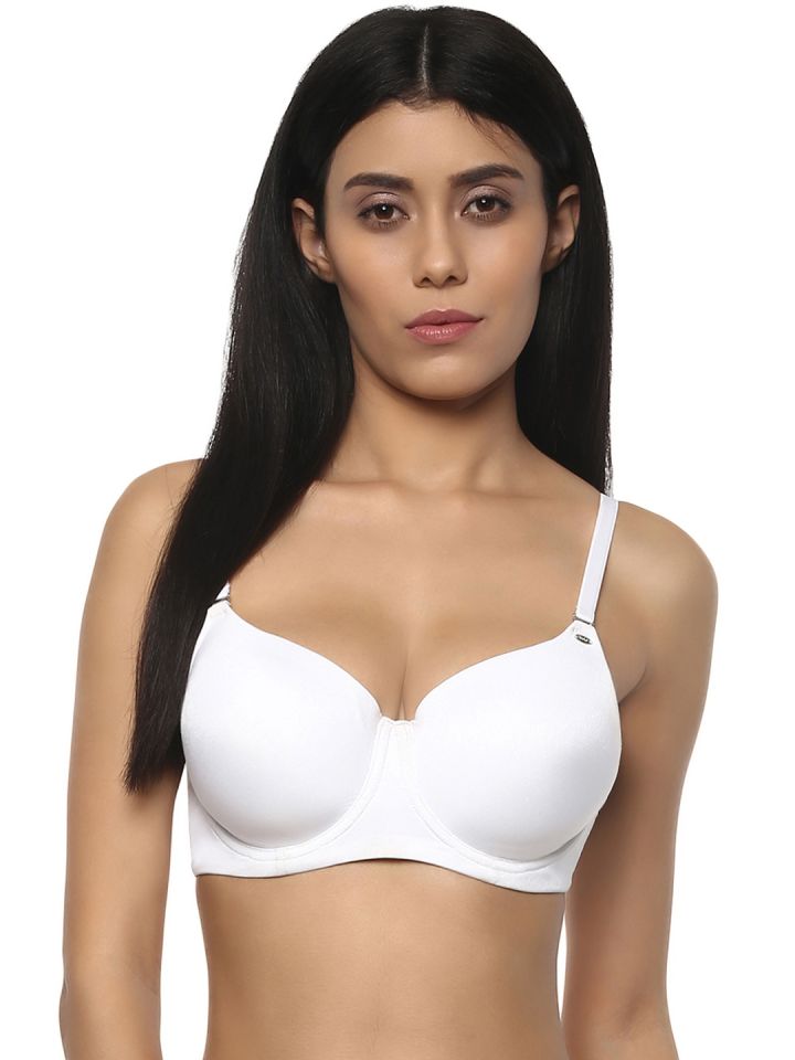 Soie White Solid Underwired Heavily Padded Everyday Bra