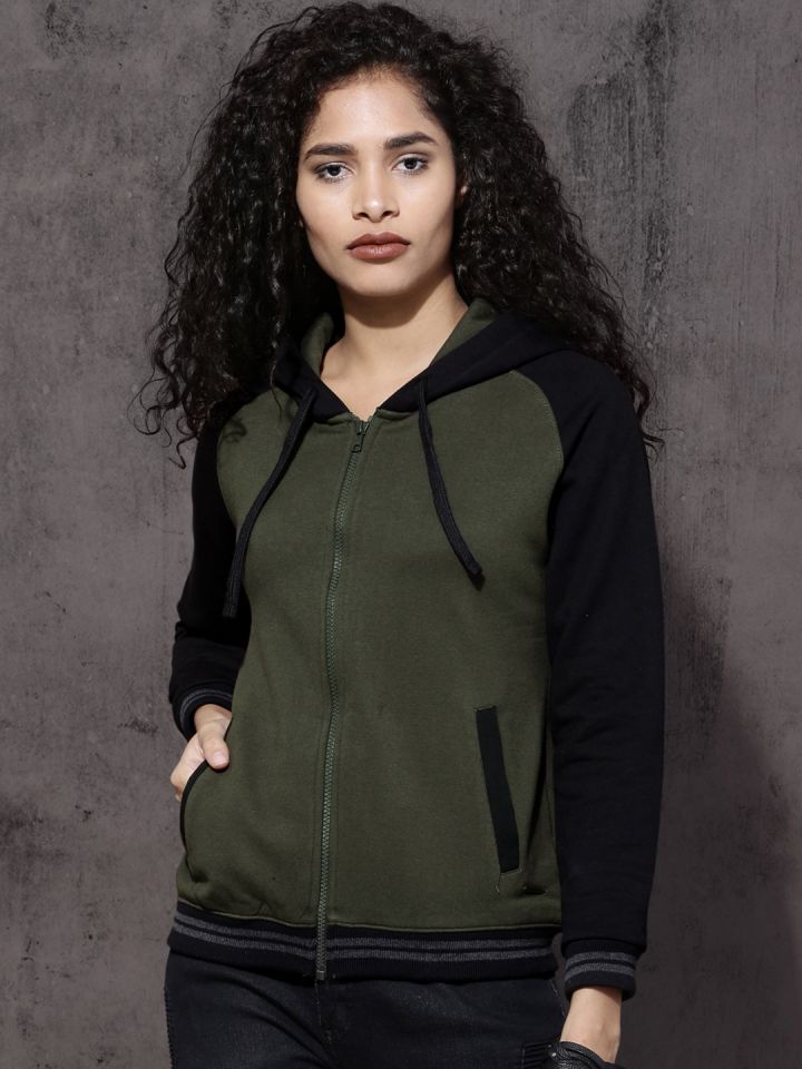 Olive green hoodie women's discount