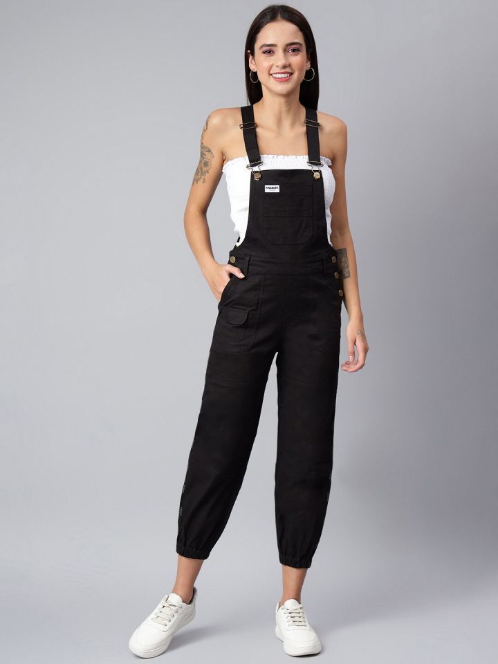 Ladies black dungarees store