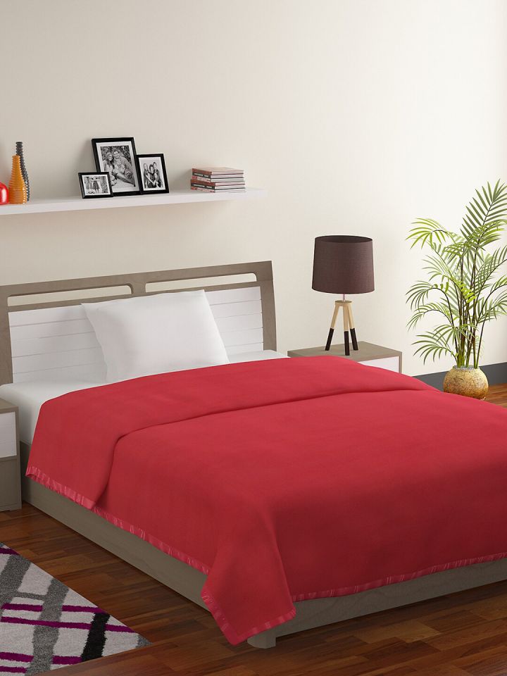 BOMBAY DYEING Red Mild Winter 287 GSM Single Bed Blanket