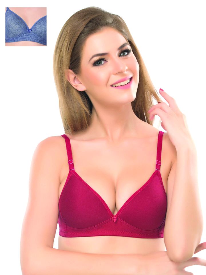Buy Lady Lyka Pack Of 2 Solid Non Wired Lightly Padded T Shirt Bras - Bra  for Women 2166092