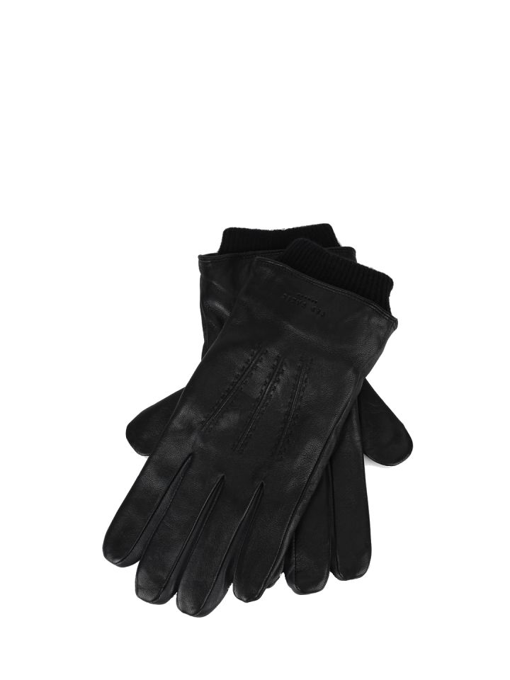 Buy Ted Baker Men Ribbed Cuffs Leather Gloves Gloves for Men