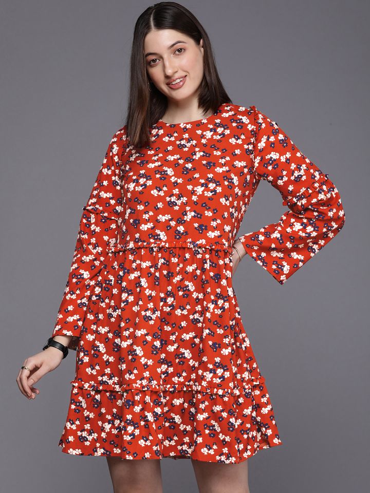 Allen Solly Woman Floral Print Fit Flare Dress