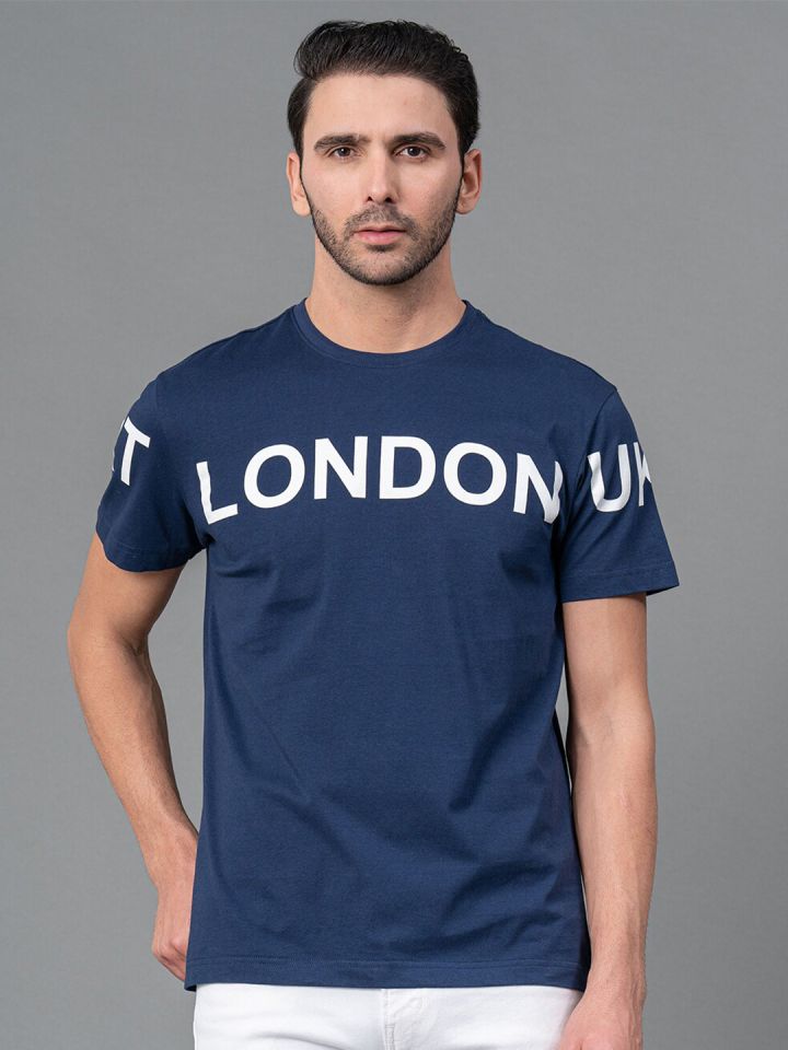 Red Tape Men Typography Printed Pure Cotton T shirt