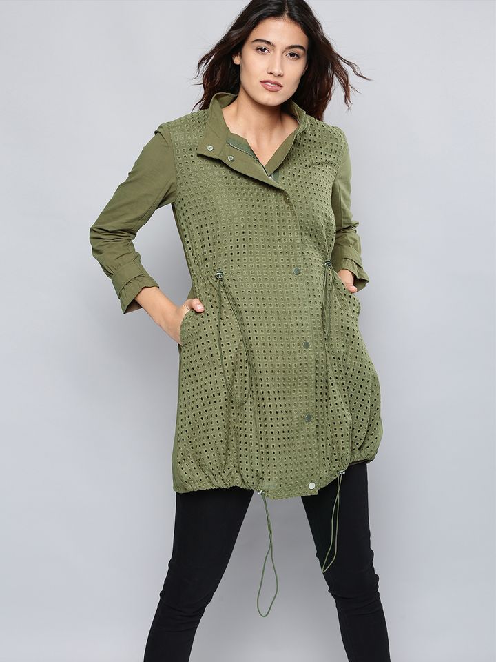 olive green long shrug
