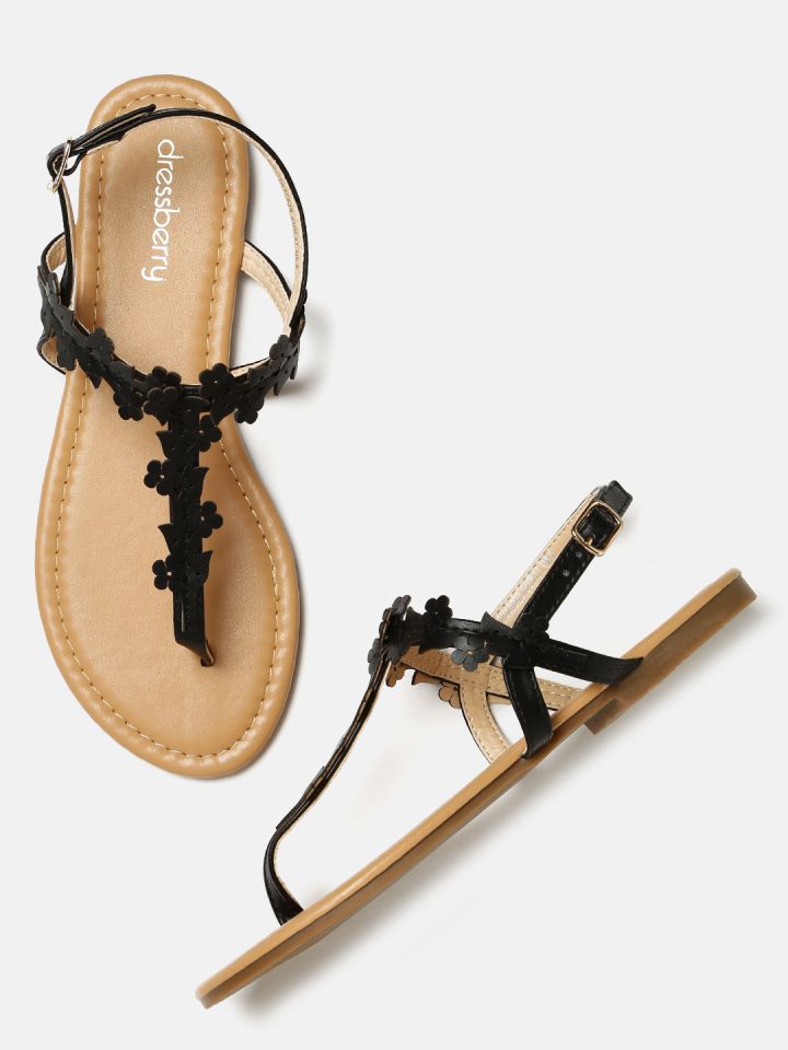 Buy DressBerry Women Black T Strap Flats Flats for Women 2168534