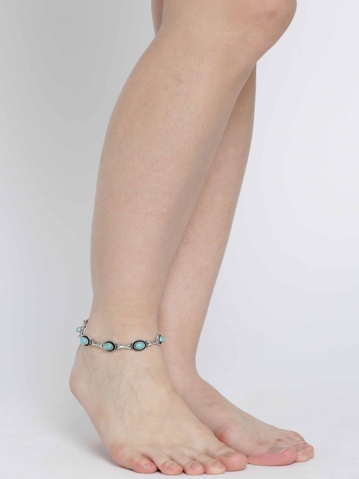 Ankle bracelet with shop blue stone