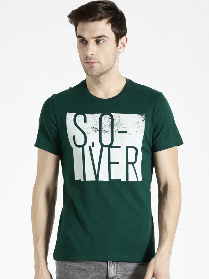 Shirt 2170820 Men S.Oliver - Print Brand Men Tshirts Green for Myntra | T Neck Round Buy