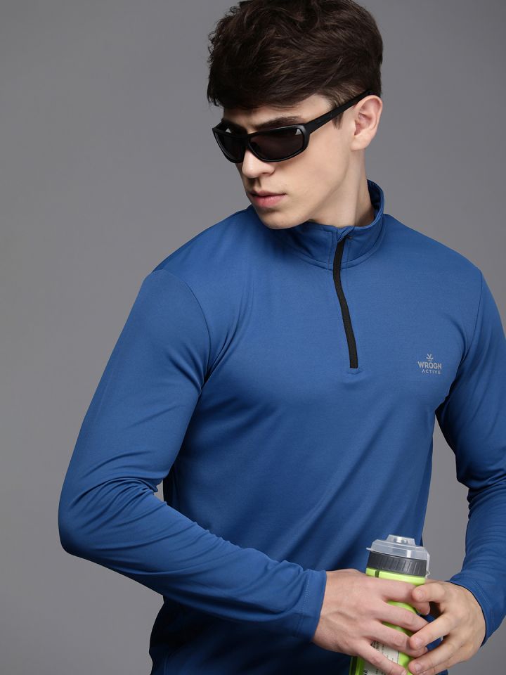 WROGN ACTIVE Brand Logo Printed High Neck Slim Fit T shirt