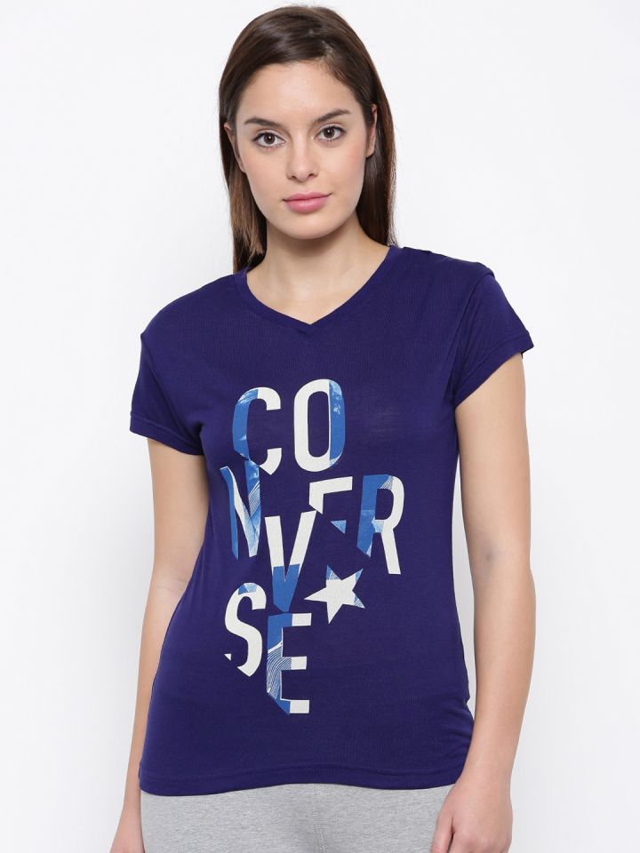 Converse t shirt womens blue outlet