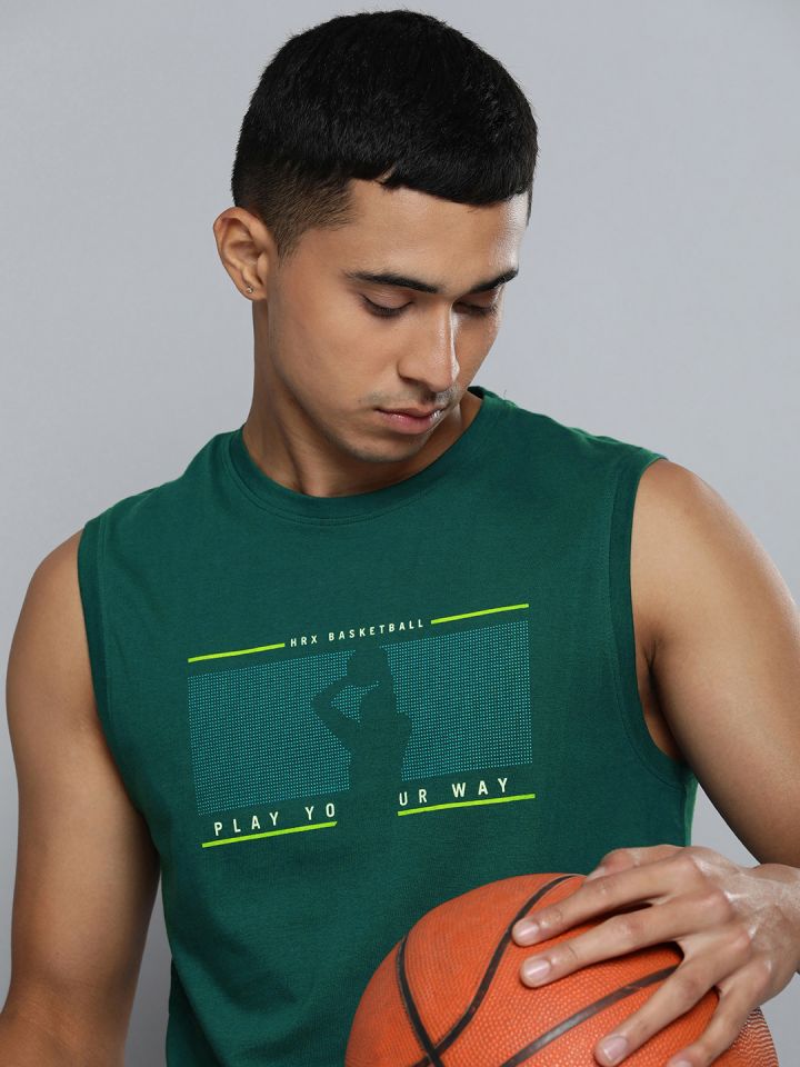 Buy HRX By Hrithik Roshan Printed Pure Cotton Basketball T Shirt