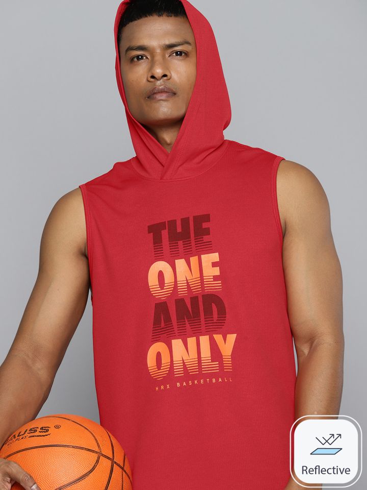 HRX by Hrithik Roshan Rapid Dry Printed Hooded Basketball T shirt