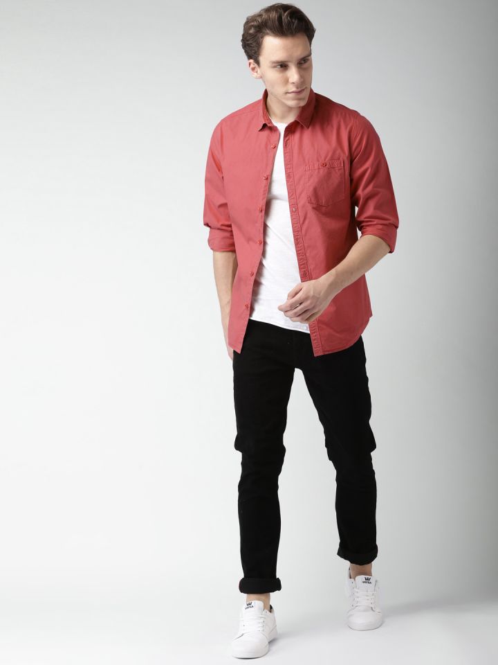 Buy Mast Harbour Men Red Slim Fit Solid Casual Shirt Shirts