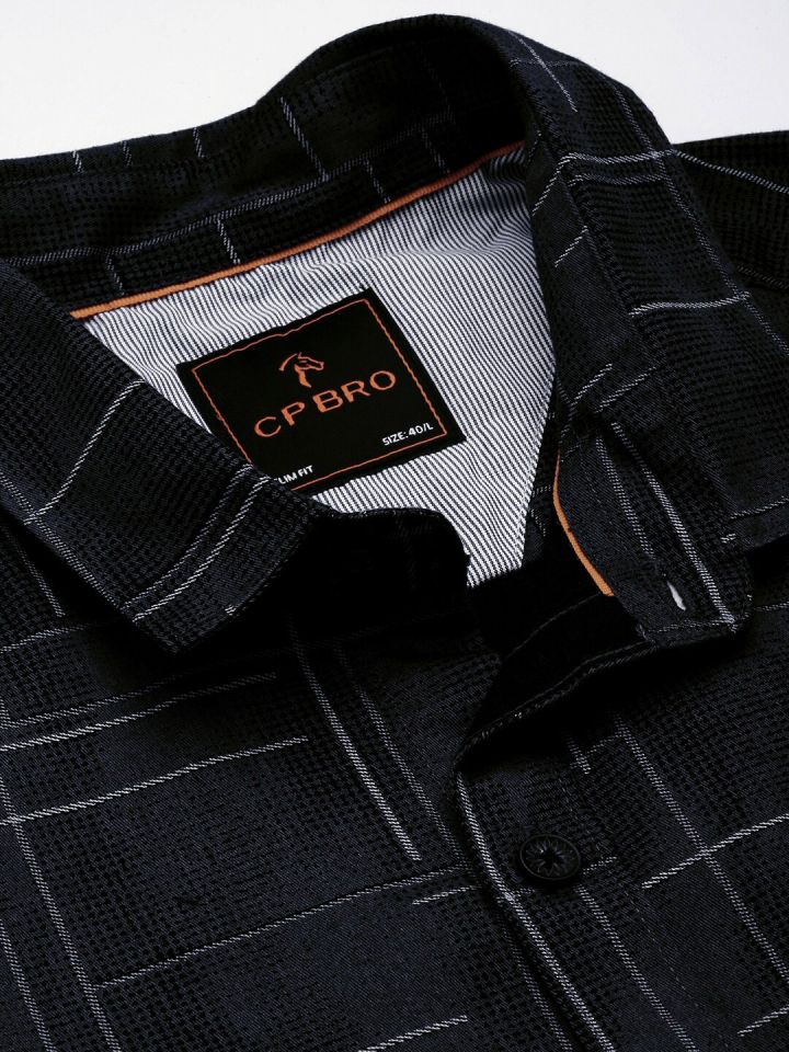 Buy CP BRO Men Slim Fit Geometric Printed Casual Cotton Shirt