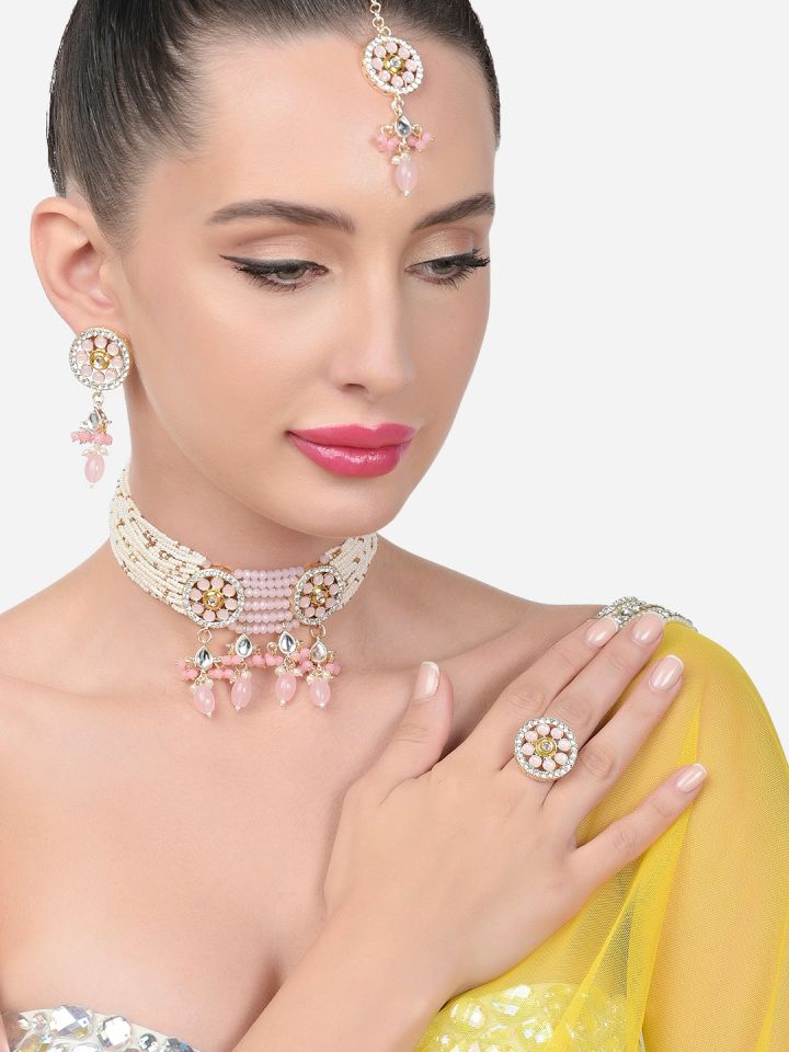 Buy Zaveri Pearls Gold Plated Stones Studded Beaded Jewellery