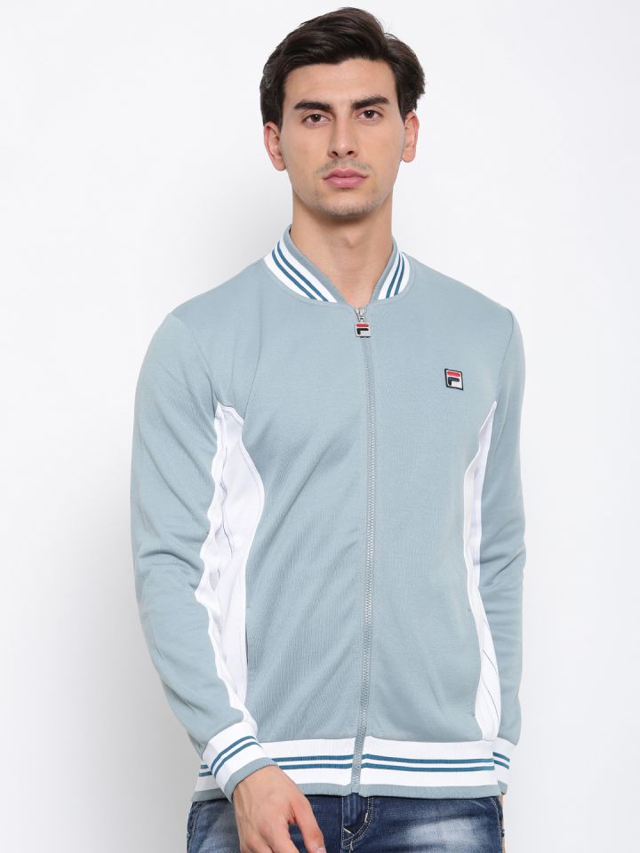 FILA Men Grey Solid Sporty Jacket