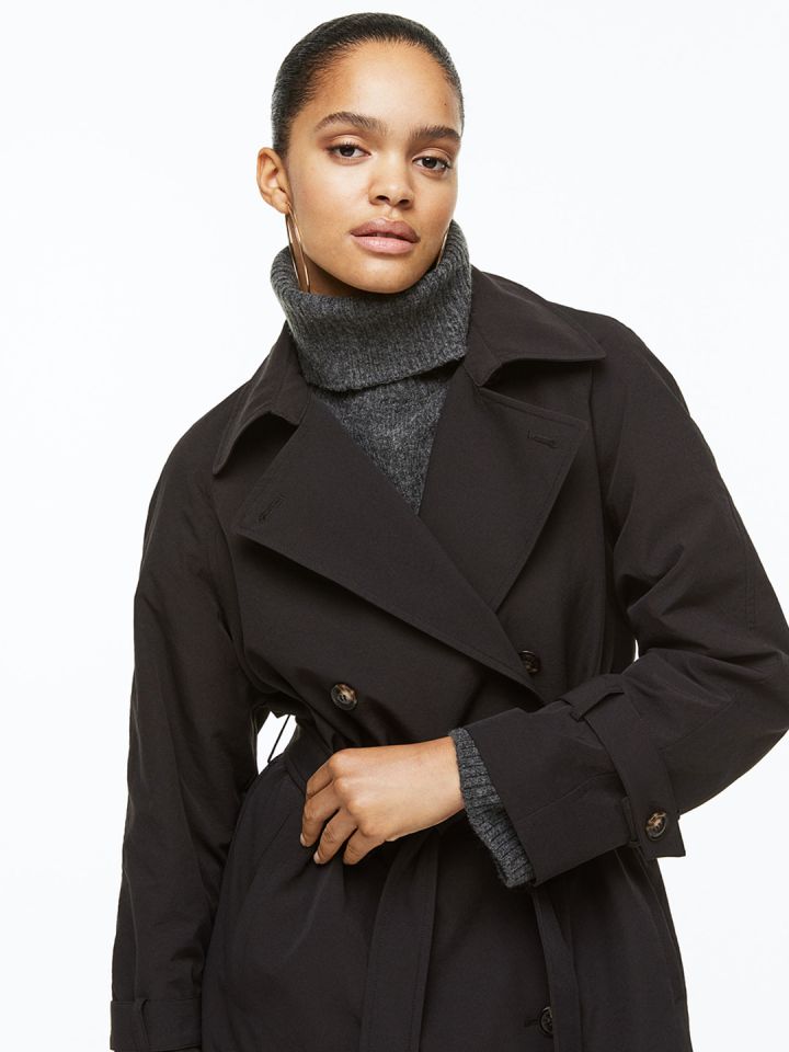 Black trench coat discount women's h&m
