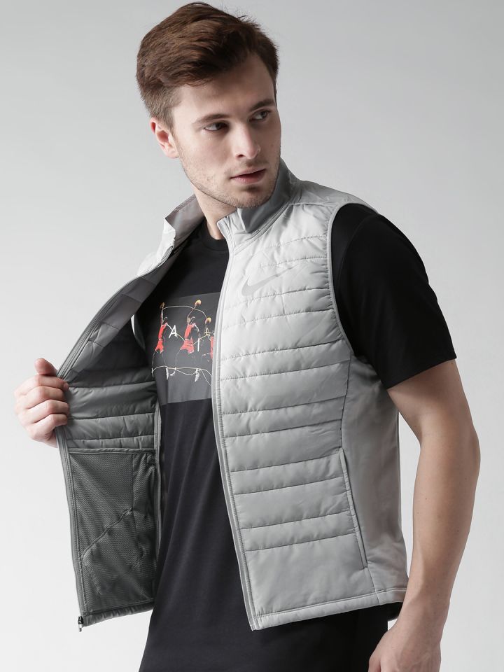 Nike Men Grey Solid Insulator FILLED ESSENTIAL Puffer Jacket