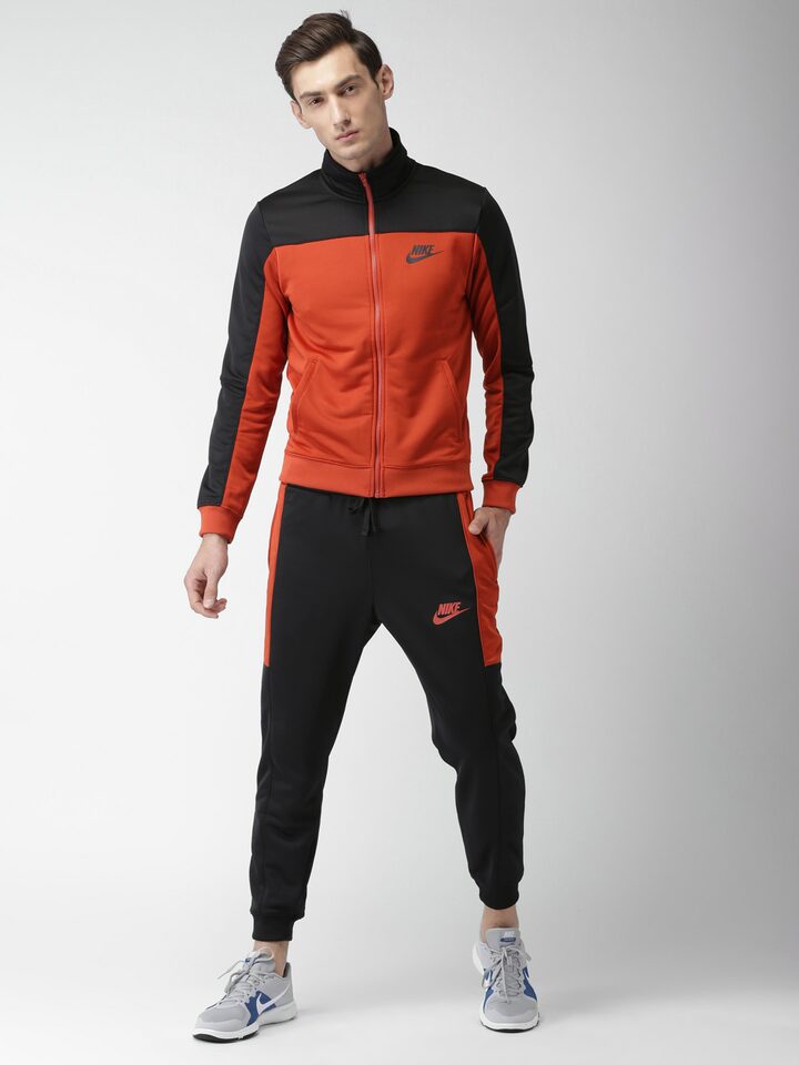 mens black and red nike tracksuit