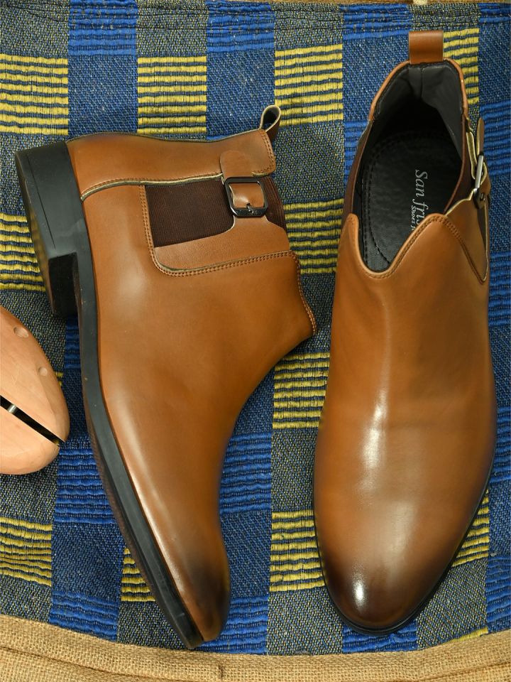 Buy San Frissco Men Mid Top Buckled Chelsea Boots Boots for Men