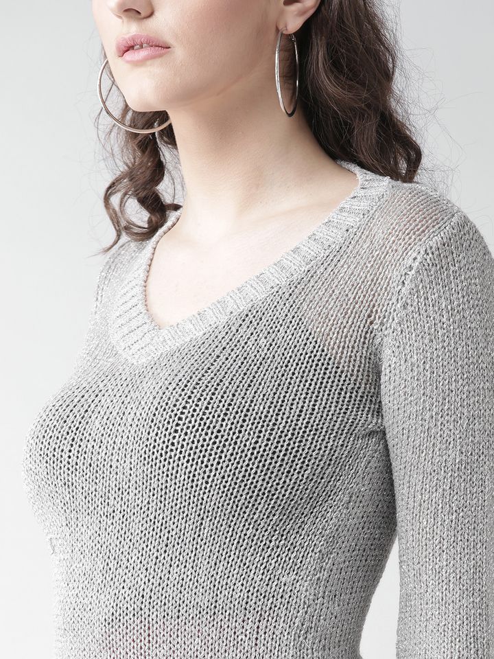 Buy Species Women Grey Shimmer Sweater - Sweaters for Women 2188319 | Myntra