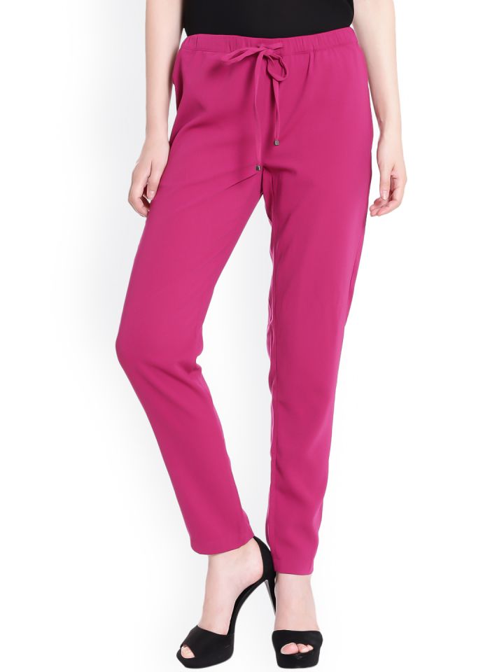 Buy United Colors Of Benetton Women Magenta Smart Regular Fit Solid Joggers   Trousers for Women 2188728  Myntra