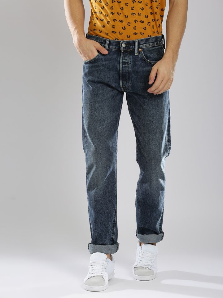 Buy Levis Men Blue 501 Regular Fit Mid Rise Clean Look Jeans