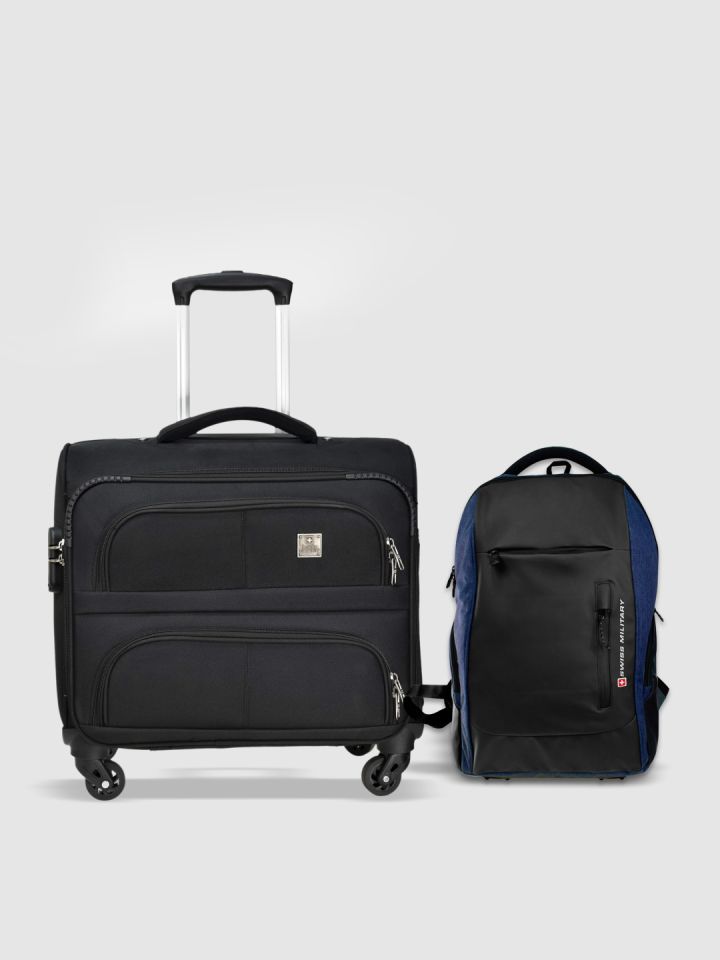 Swiss military 45 ltrs black laptop trolley bag top
