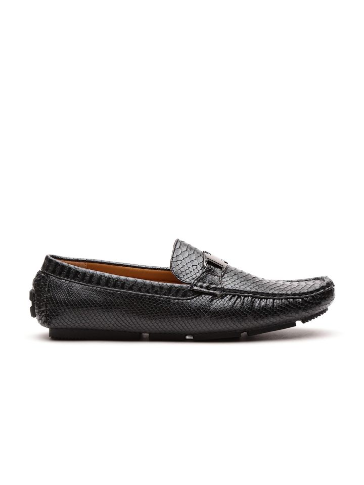 Buy Carlton London Men Black Snakeskin Textured Driving Shoes