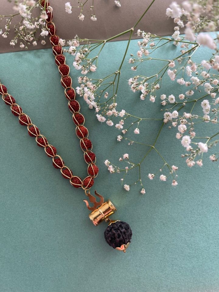 Rudraksha chain hot sale with gold