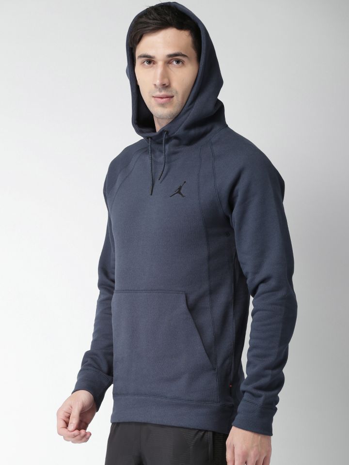 Nike Men Navy Solid Hooded Basketball NBA JORDAN WINGS FLEECE PO Sweatshirt