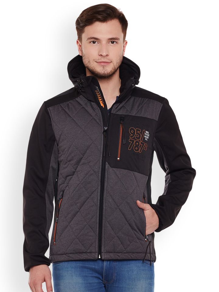 tom tailor denim hooded quilted jacket