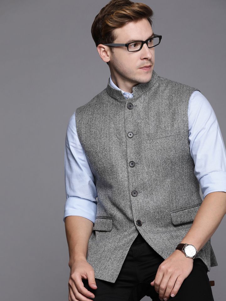 Grey outlet nehru jacket