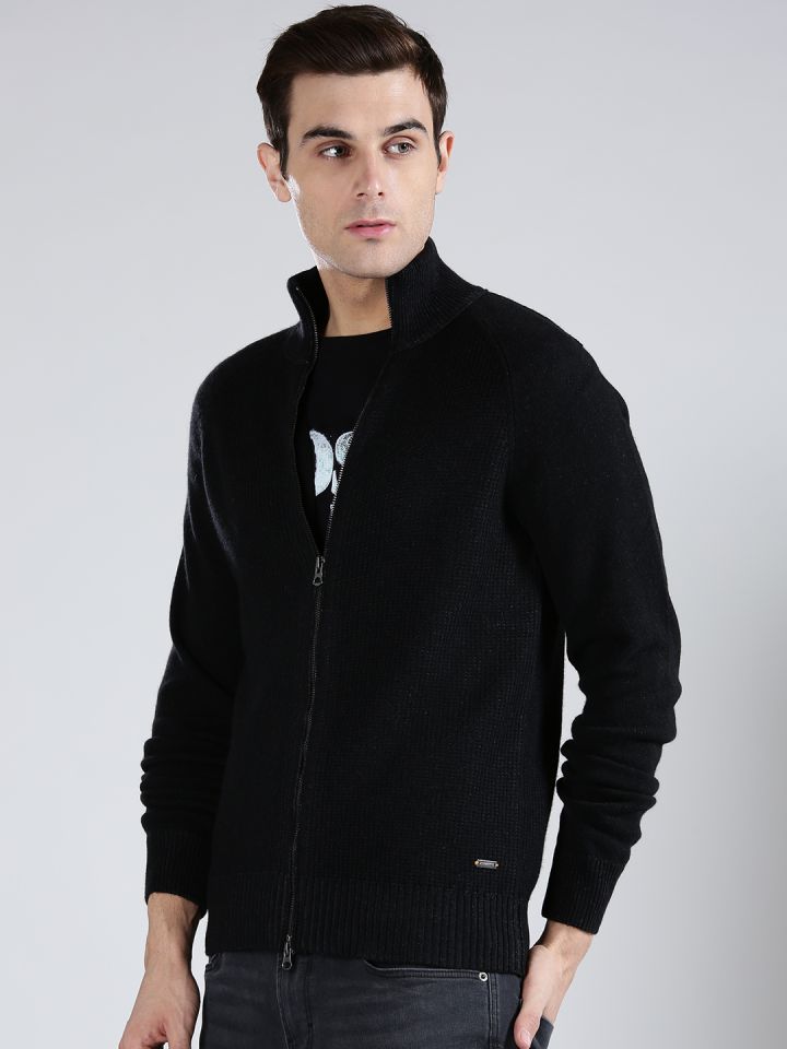 BOSS Orange Men Black Asmaren Ribbed Cardigan
