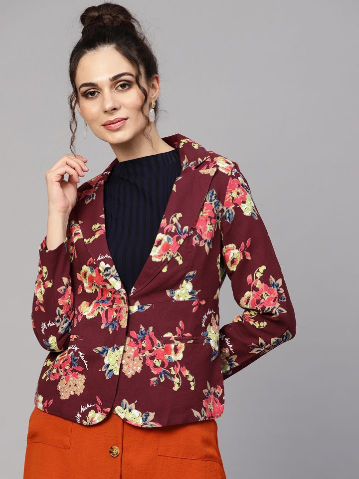 Maroon blazer for online ladies