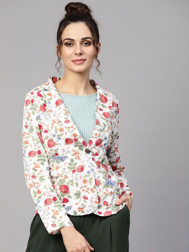 White best sale floral blazer