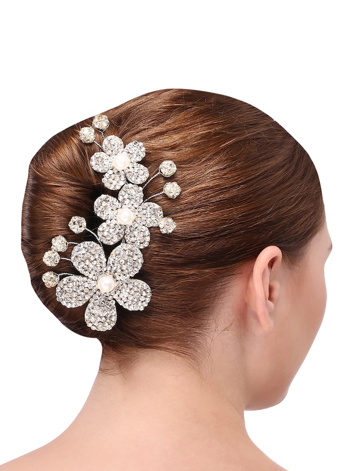 Buy Yosshita & Neha Silver Toned Embellished Hair Brooch - Hair Accessory  for Women 2196814 | Myntra