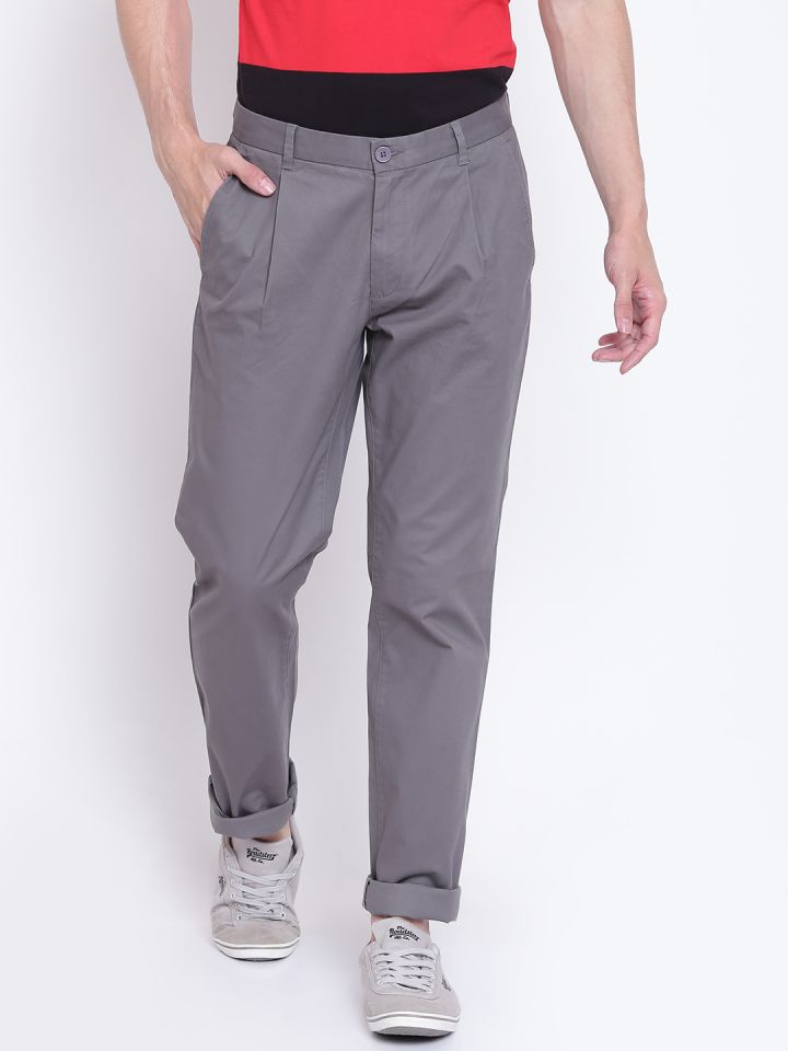 Buy United Colors Of Benetton Men Grey Slim Fit Solid Trousers  Trousers  for Men 2202333  Myntra