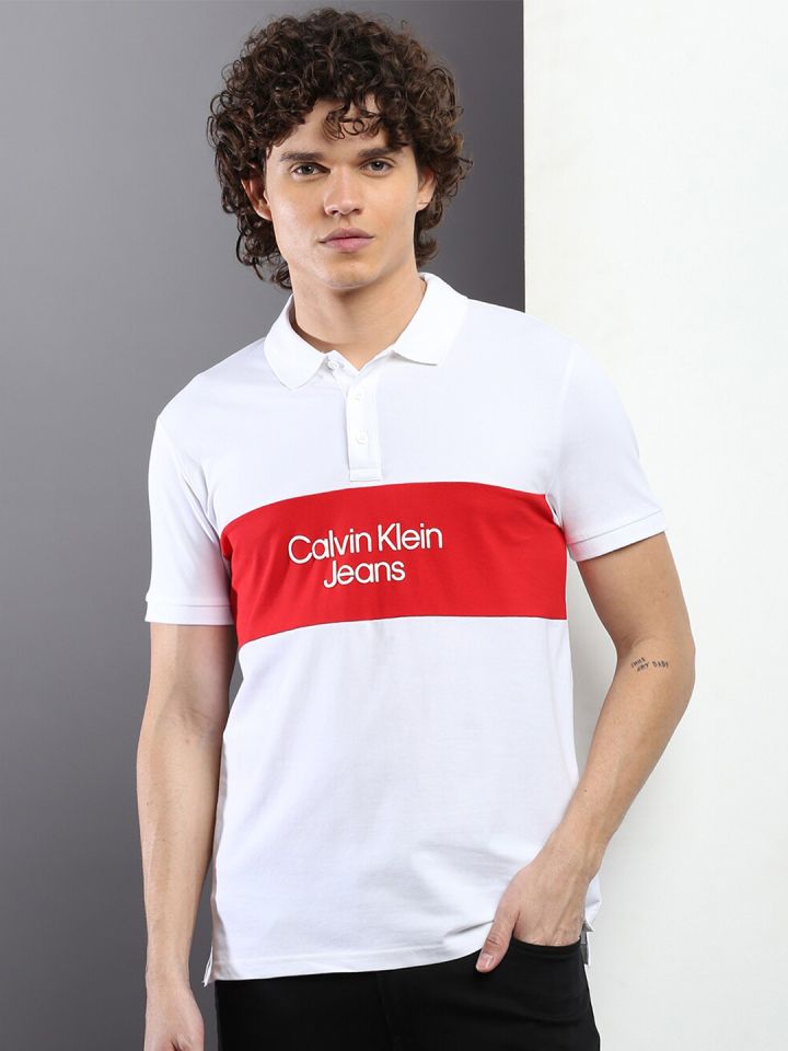 Calvin klein white and red t shirt discount
