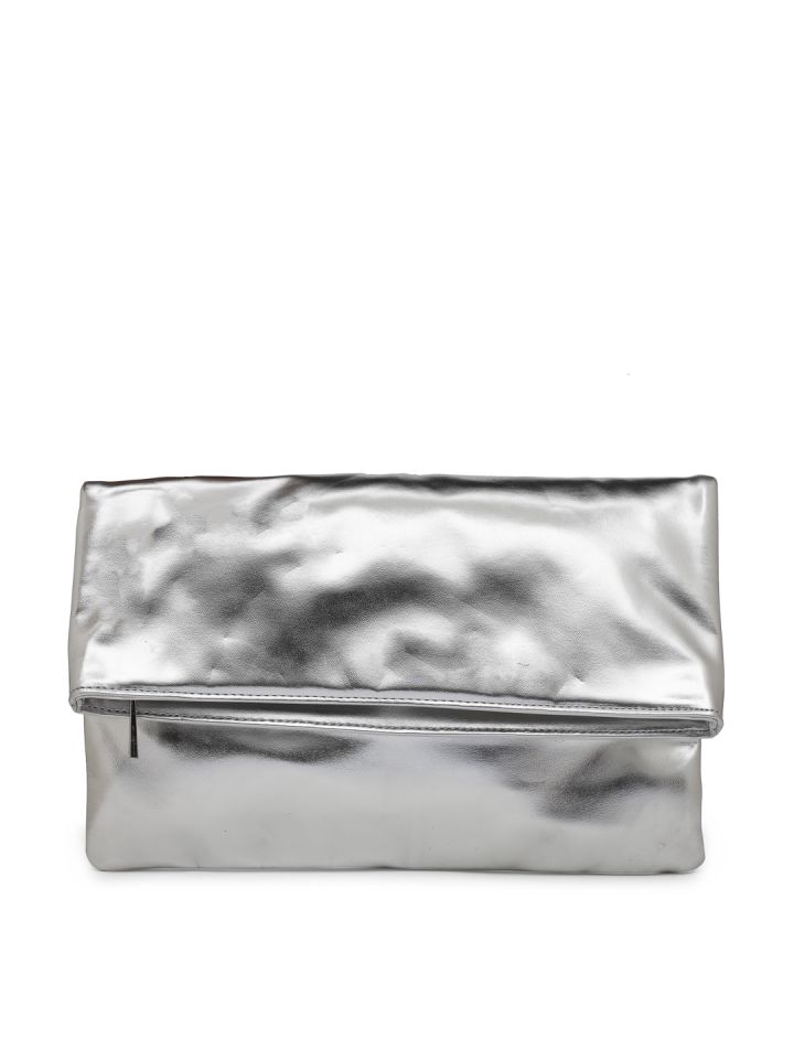 FOREVER 21 Silver Toned Foldover Clutch
