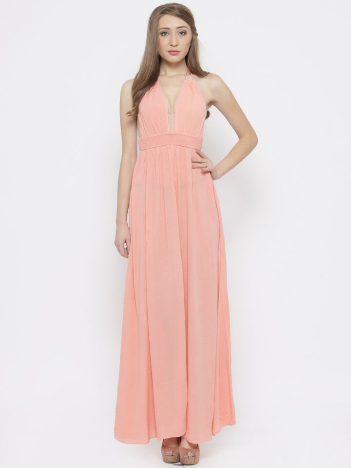 myntra peach dress