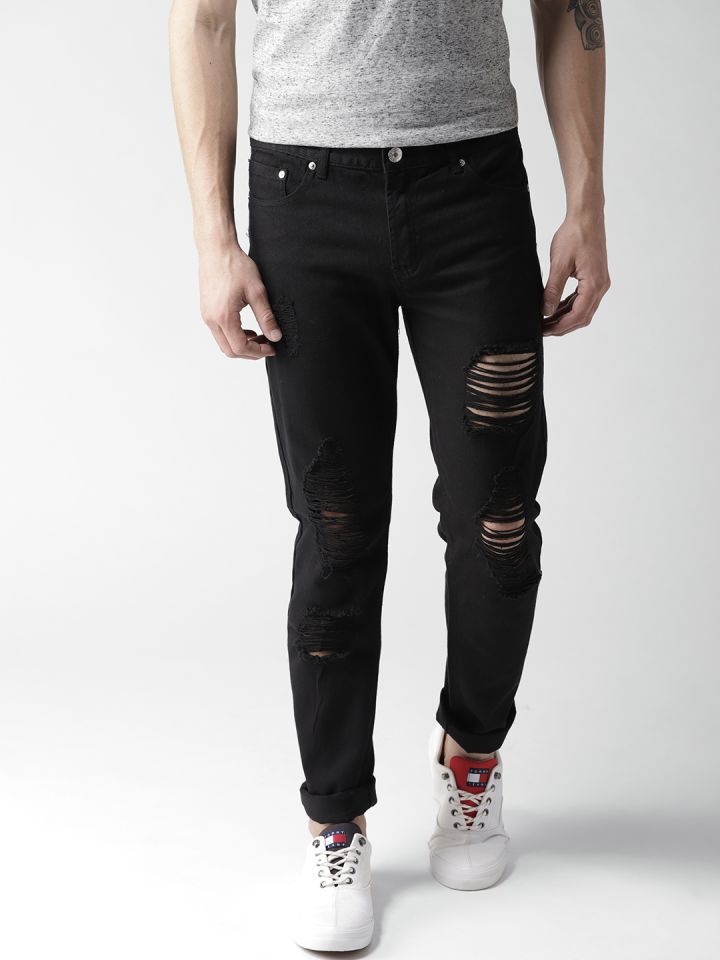Buy FOREVER 21 Men Black Mid Rise Mildly Distressed Jeans