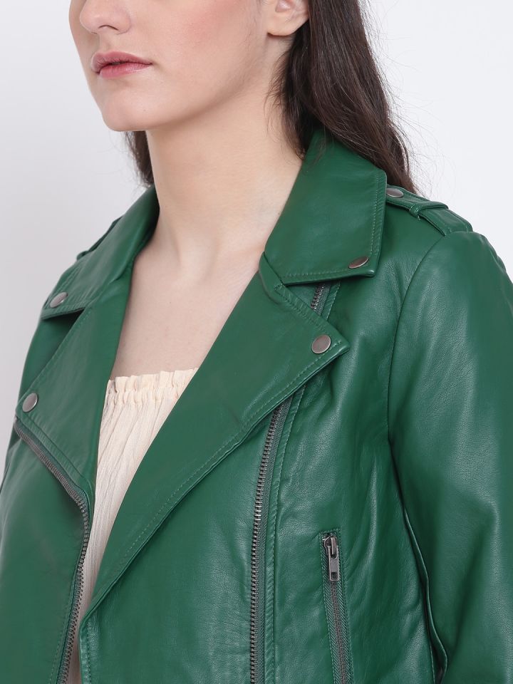 Forever 21 green leather on sale jacket